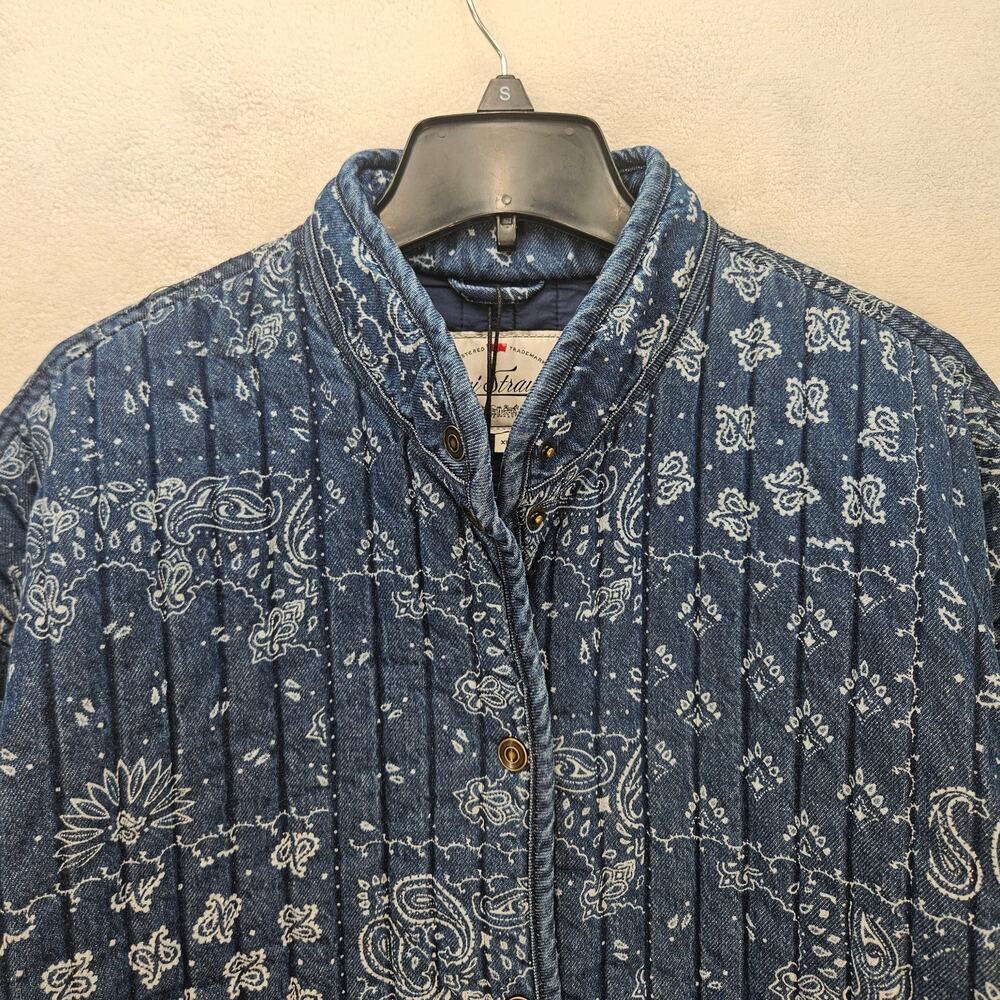 LEVI'S WOMEN'S XL LOTTIE LINER JACKET INDIGO BANDANA BLUE NWT - Picture 2 of 7